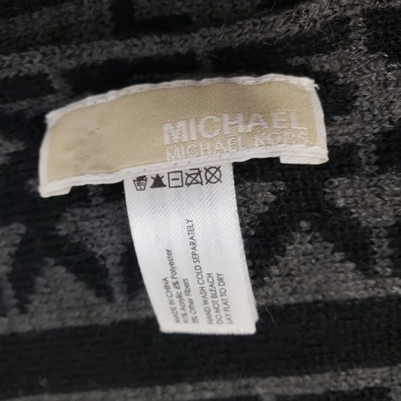Michael Kors Scarf Signature Logo MK Acrylic 64" long monogram black gray - Picture 2 of 3